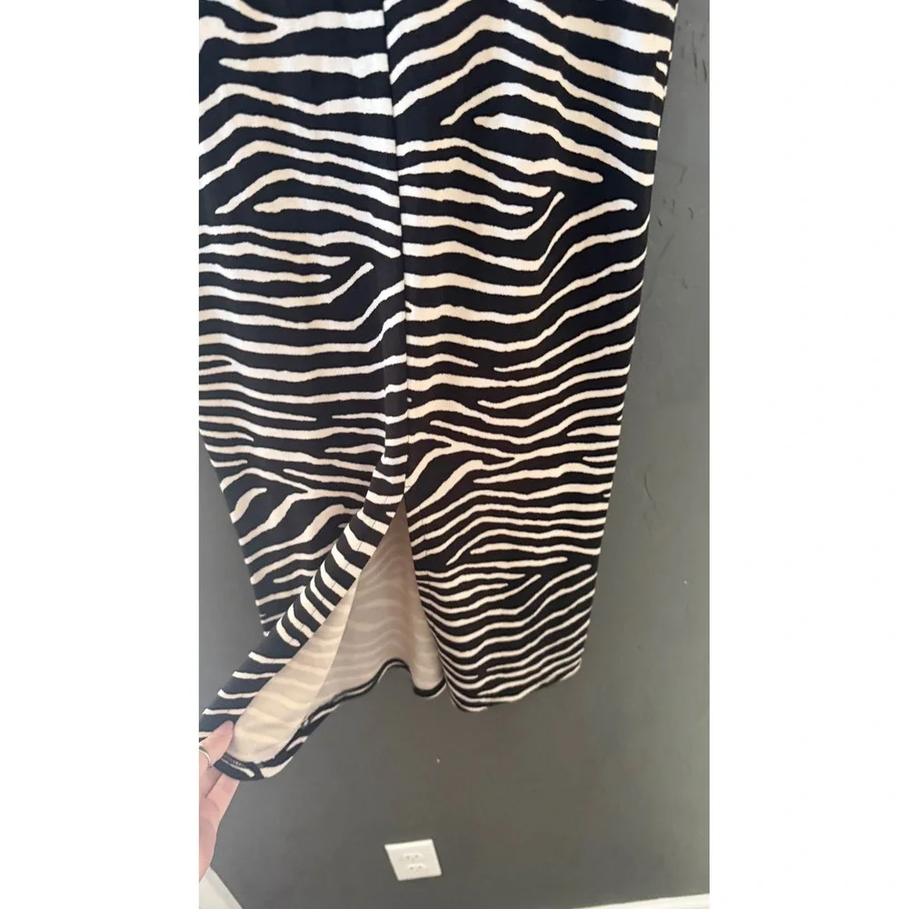 HM Womens‎ Zebra Print Midi Pencil Skirt Black White Stretch S Party Career
